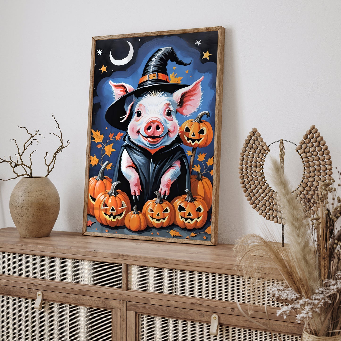 Halloween Pig Art Print Illustration