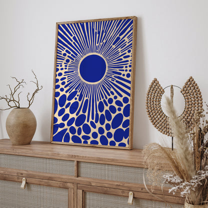 Cobalt Blue Abstract Sun Print