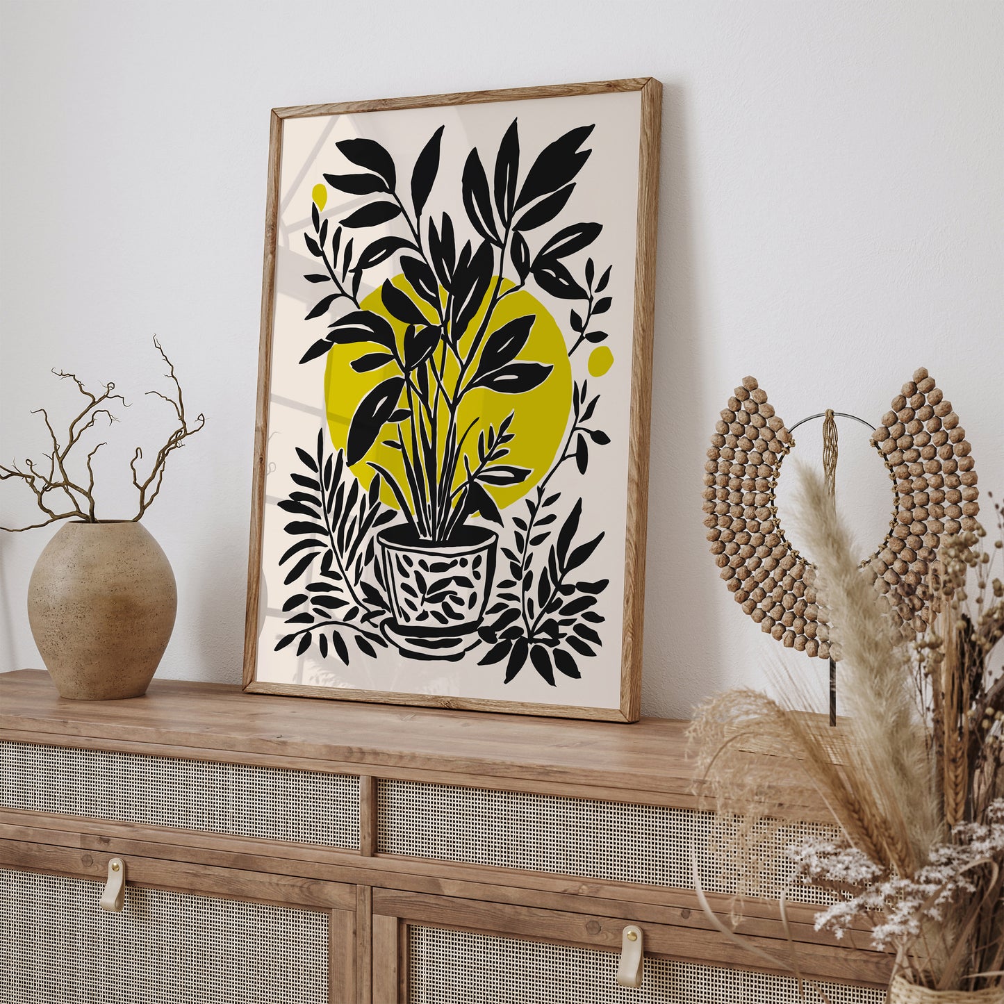 Black Ink Painting Floral Print