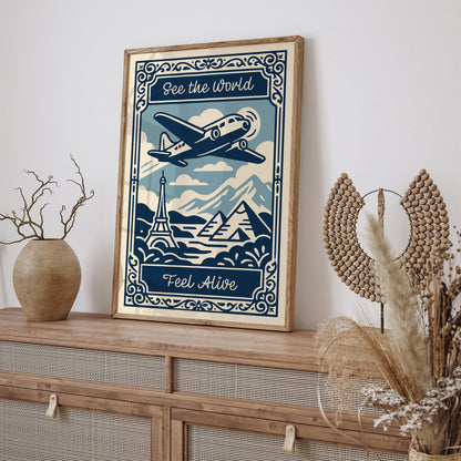 See the World Feel Alive Travel Quote Wall Art Print