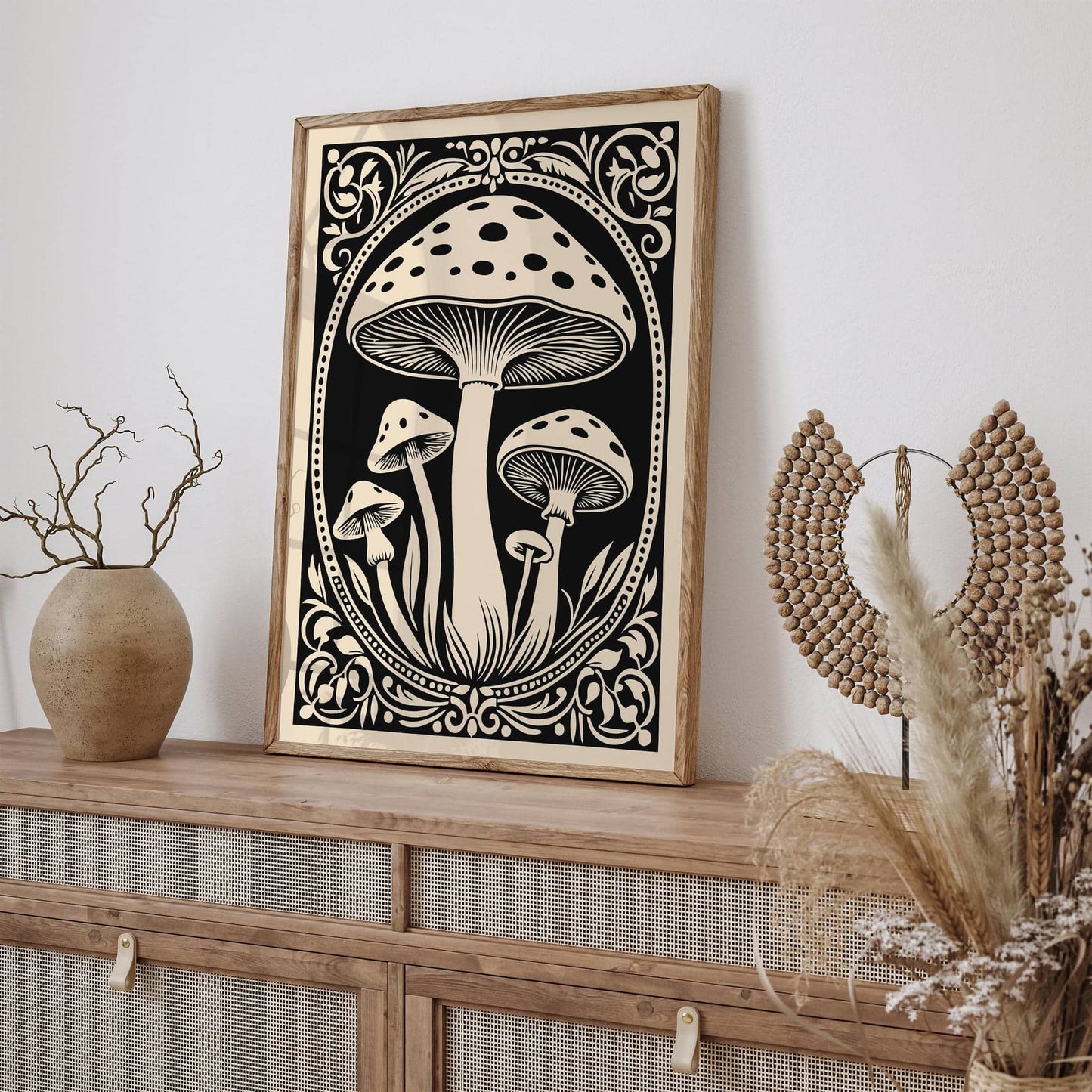 Vintage Mushroom Rococo Style Print