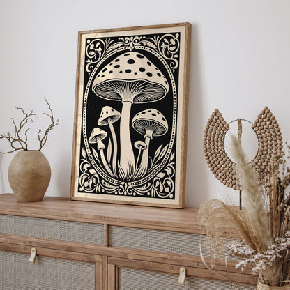 Vintage Mushroom Rococo Style Print