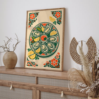Oyster Plates Kitchen Poster