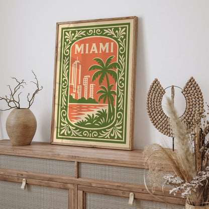 Miami Cityscape Travel Poster 2026
