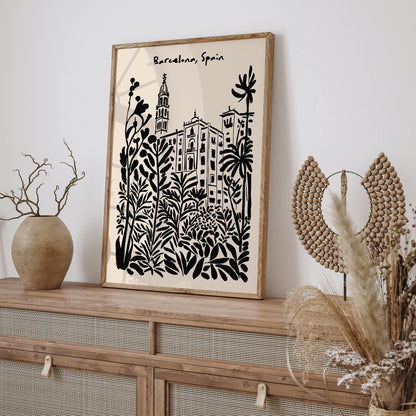 Barcelona Spain Travel Sketch Poster
