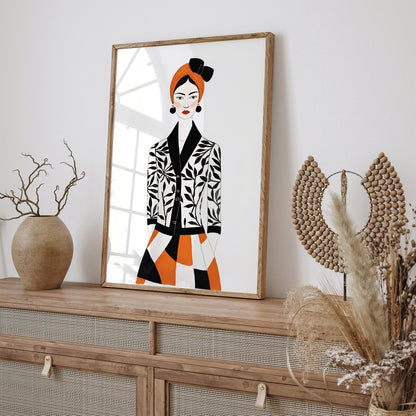 Retro Fashion Woman Art Print 2024