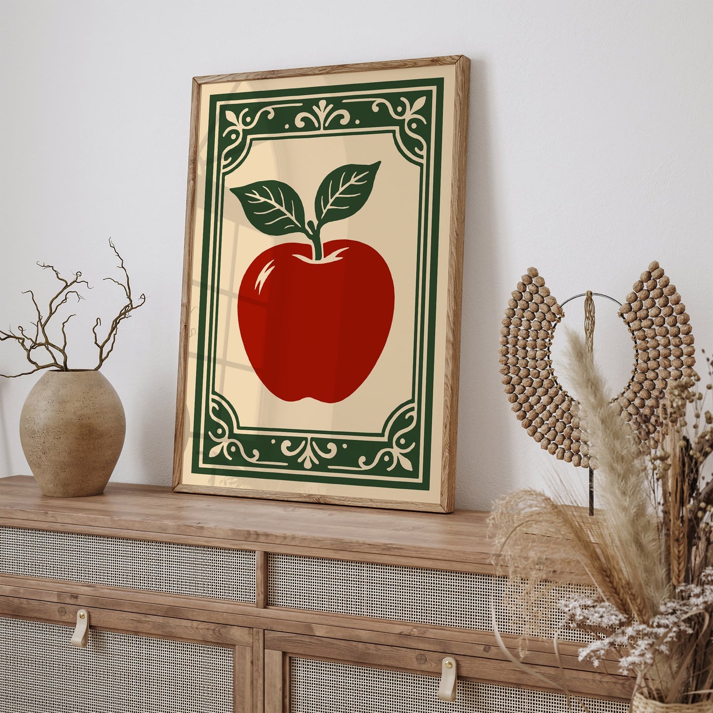 Red Apple Poster - Rococo Style Kitchen Wall Decor