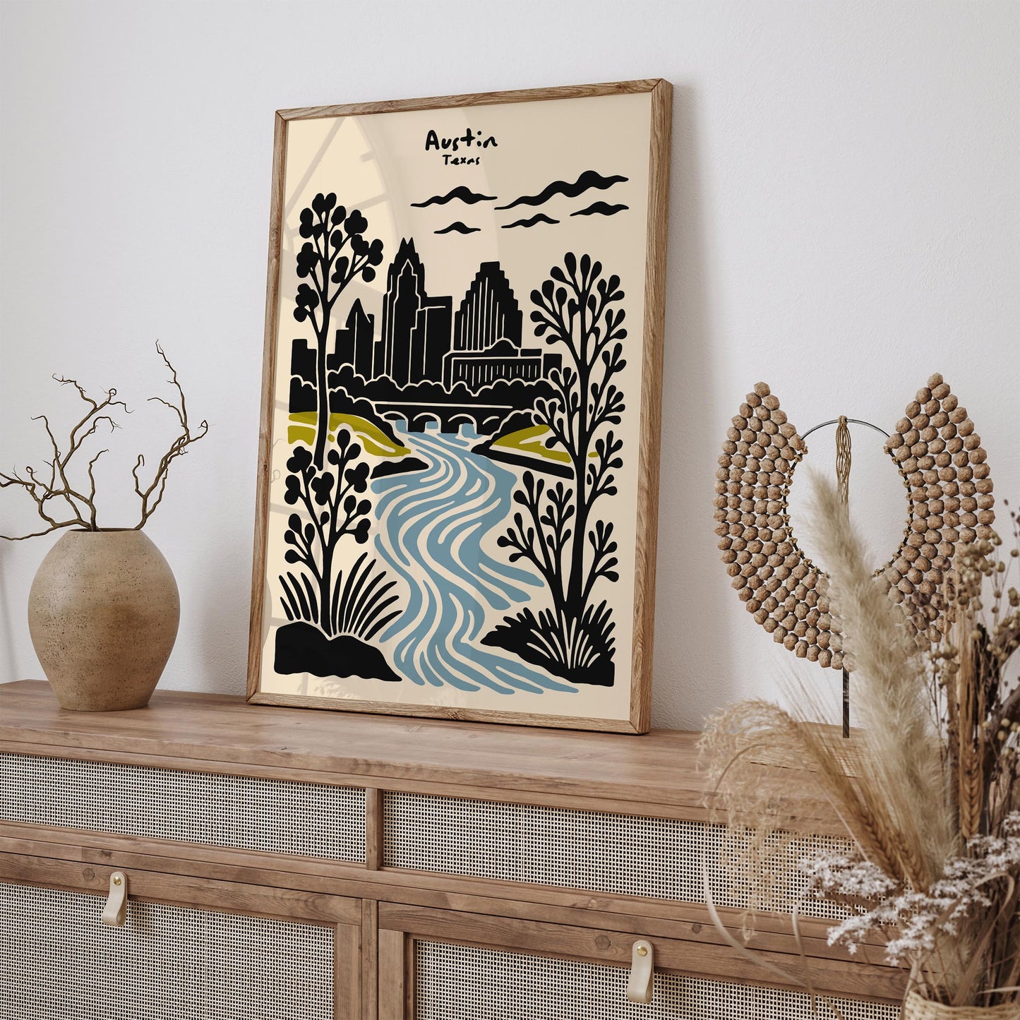 Austin Texas Poster - Cityscape Wall Art - Retro Travel Print