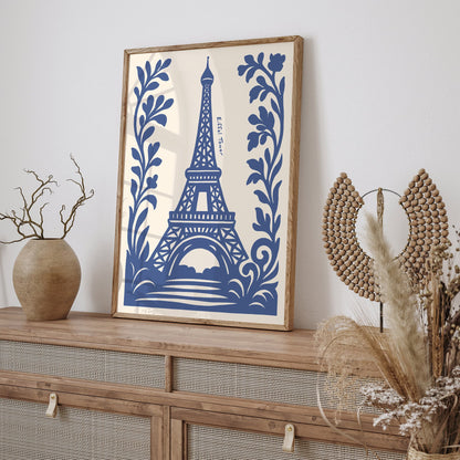 Eiffel Tower Blue Paris Art Print