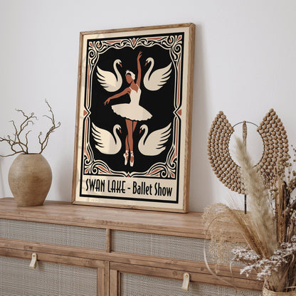 Swan Lake Ballet Art Nouveau Poster