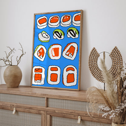 Retro Cute Sushi Poster