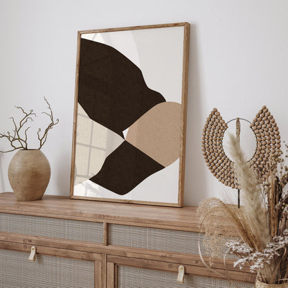 Abstract Brown Beige Wavy Shapes Wall Art Print 2026