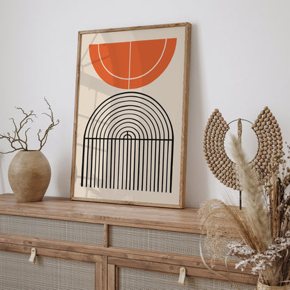 Mid Century Orange Arches Art Print