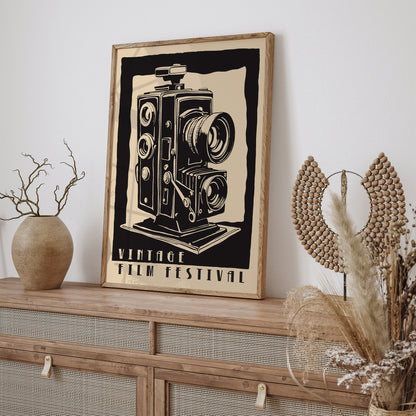 Vintage Film Festival Movie Camera Art Print