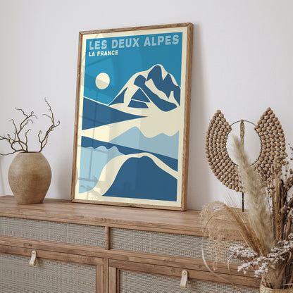 Les Deux Alpes Mountains Minimal Poster