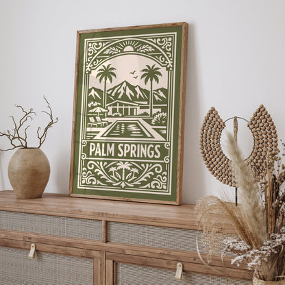 Palm Springs California Green Travel Poster