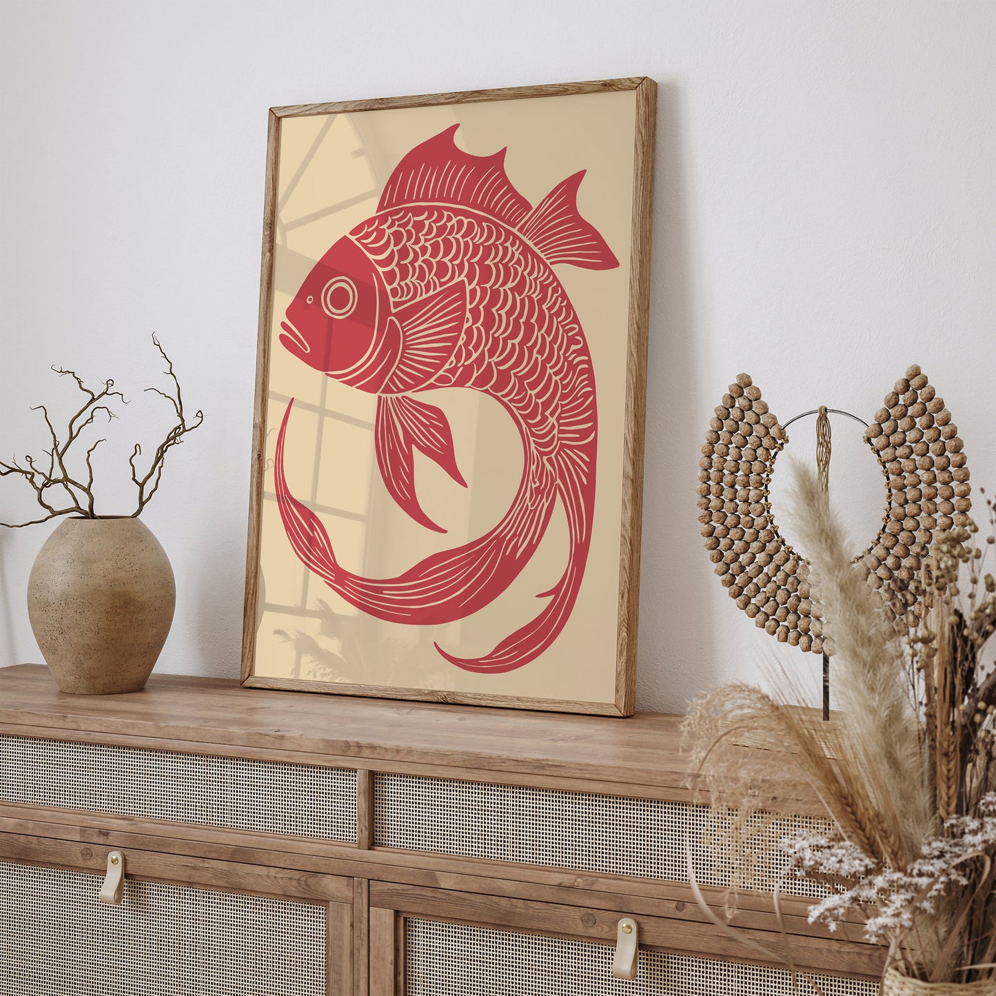 Vintage Fish Poster - Linocut Art Print