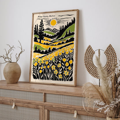 Phillips County Montana - Vintage Travel Wall Art Print