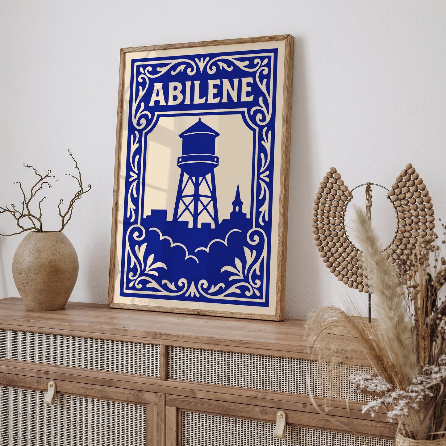 Abilene Texas Blue Cityscape Poster