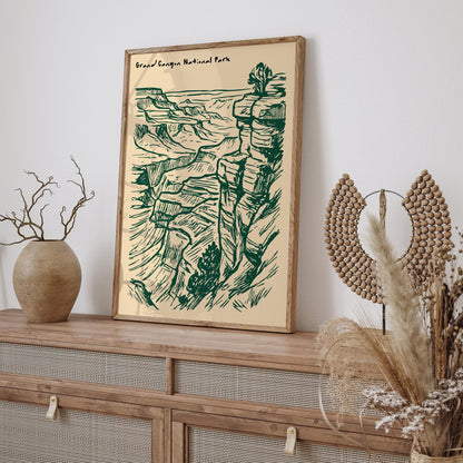 Grand Canyon Vintage National Park Art Poster