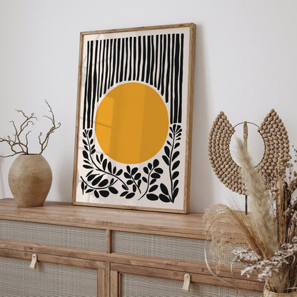 Mid Century Yellow Sun Art Print 2026