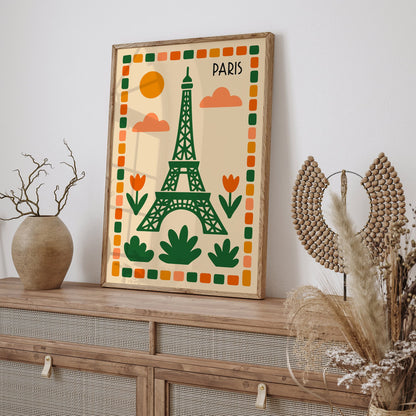 Mid Century Modern Paris - Eiffel Tower Wall Art Print