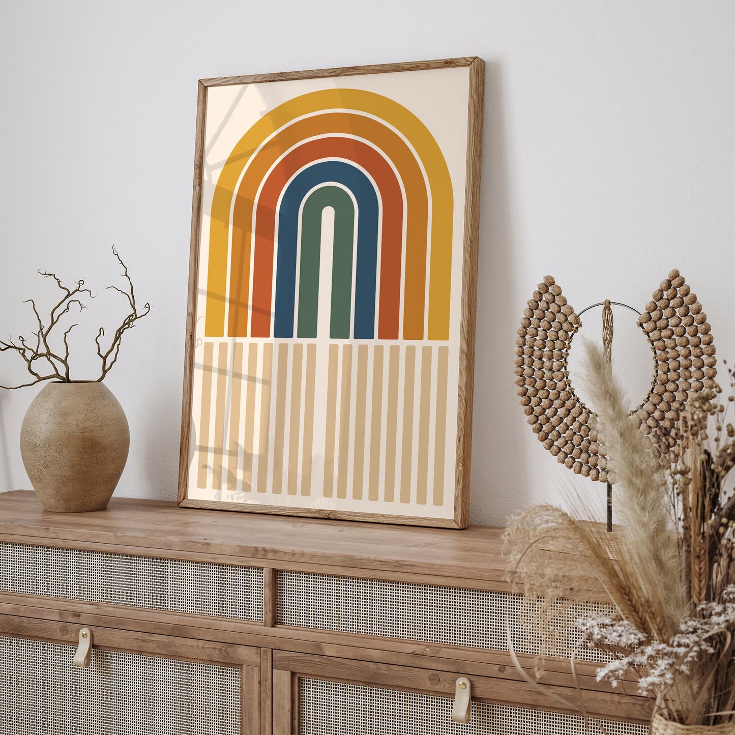 Retro Rainbow Poster - Geometric Modern Wall Art