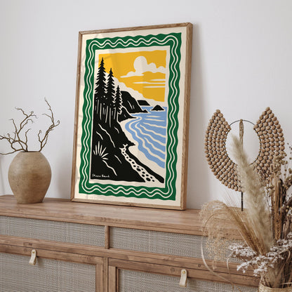 Stinson Beach, California Poster - Retro Landscape Wall Art