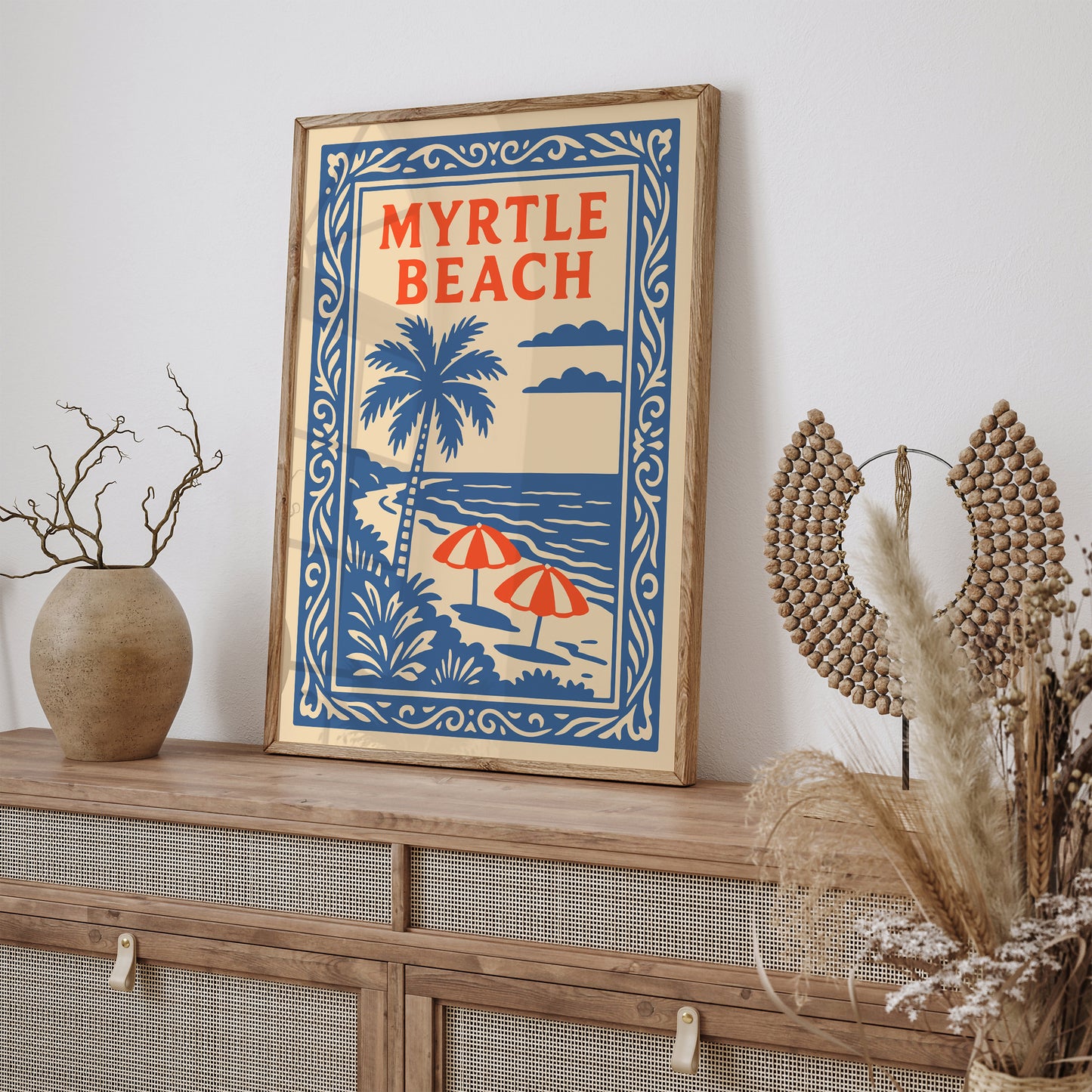 Myrtle Beach Poster - Tropical Blue Landscape Art Print