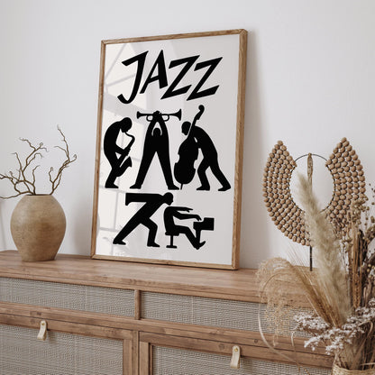 Jazz Music Poster -Modern Black & White Art Print