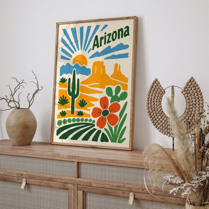 Arizona Travel Poster - Colorful Landscape Art Print