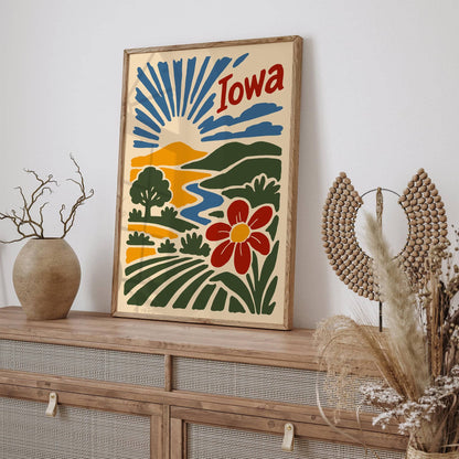 Retro Iowa Landscape Art Print