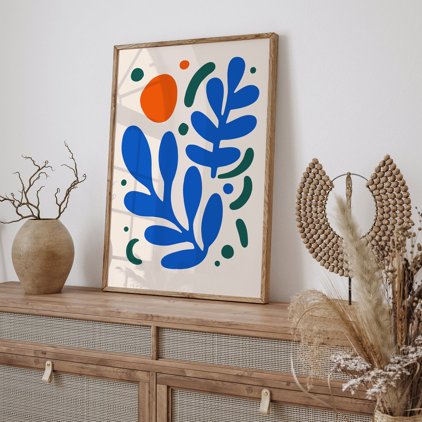 Two Blue Leaf Cut Outs Poster