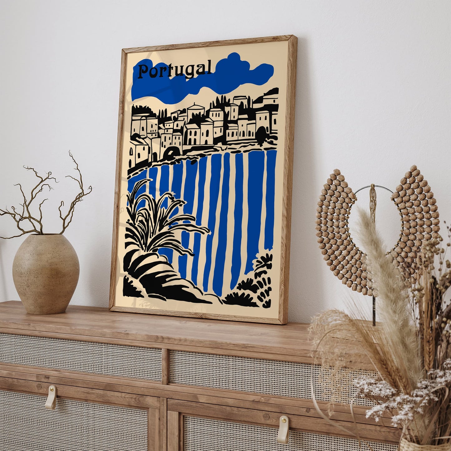 Portugal Cityscape Poster - Blue Travel Wall Art Print