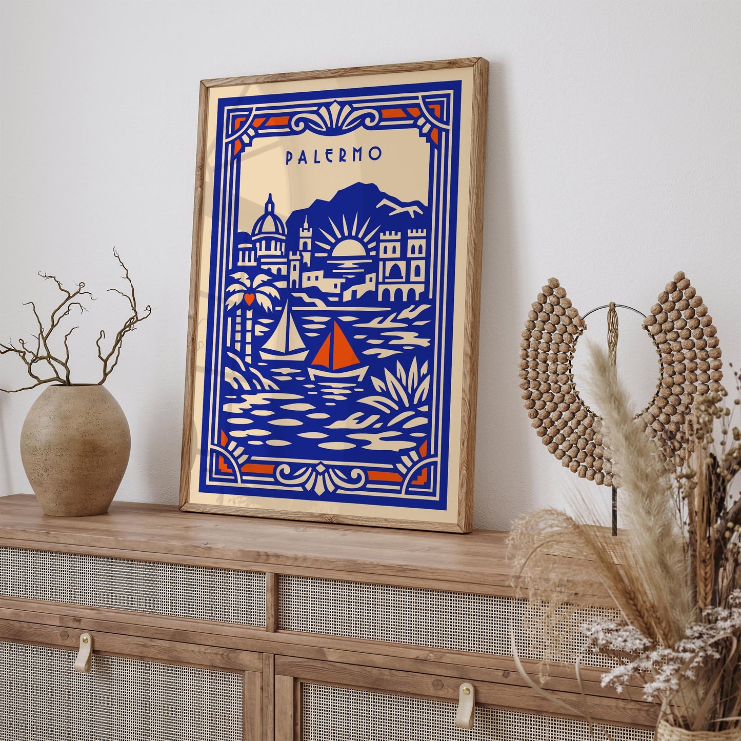 Palermo Sicily Poster - Blue Travel Wall Art