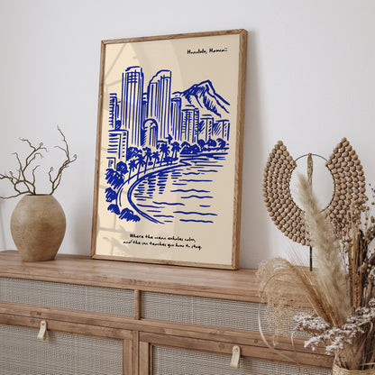 Honolulu Hawaii Poster - Blue Hawaii Quote Print