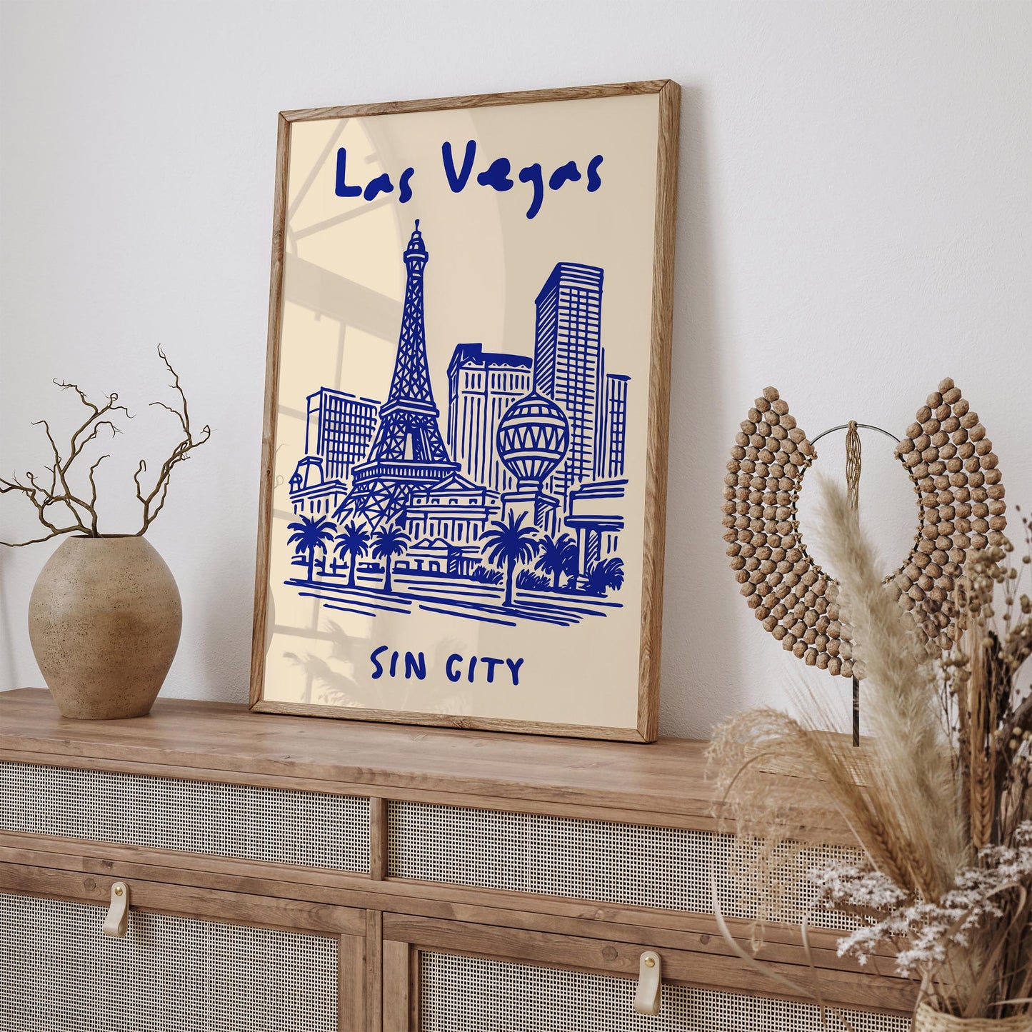 Las Vegas Sin City Poster - Blue Cityscape Wall Art Print
