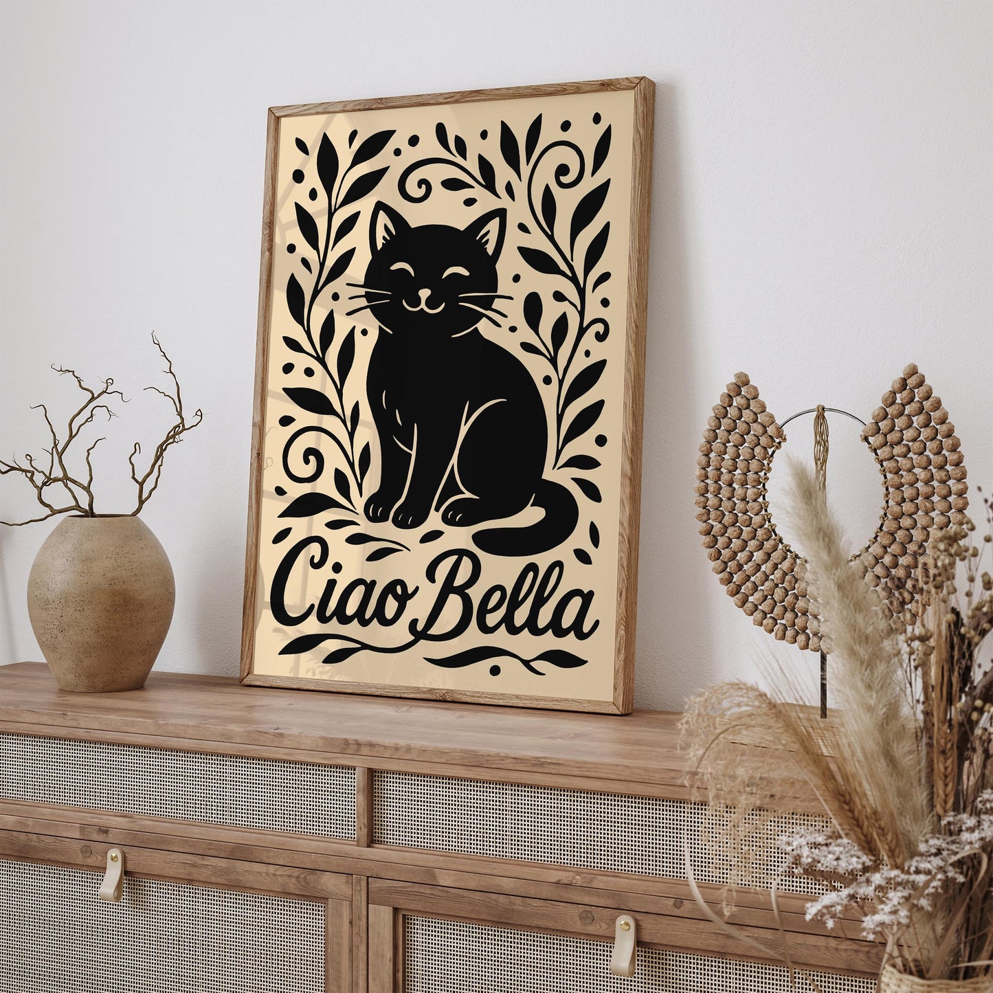 Ciao Bella Poster - Black Cat Wall Art - Cute Animal Print