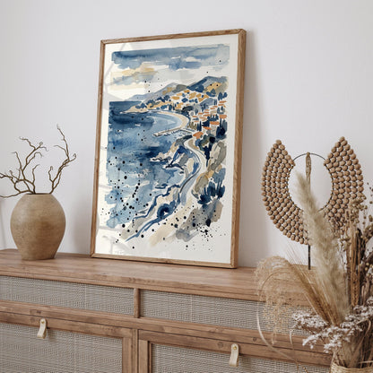 French Riviera Abstract Watercolor Art Print