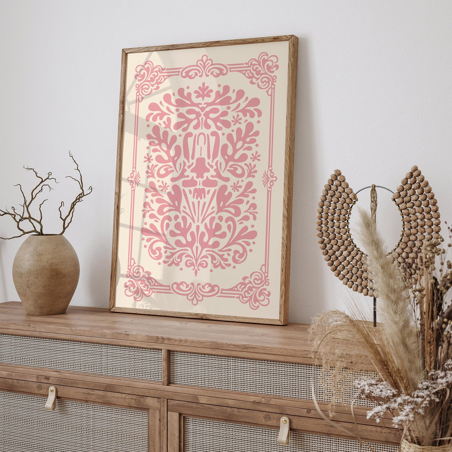 Pink Rococo Abstract Floral Print