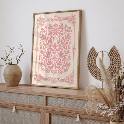 Pink Rococo Abstract Floral Print
