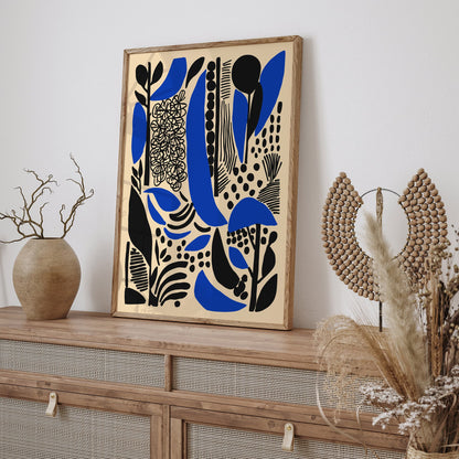 Abstract Blue and Black Art Print