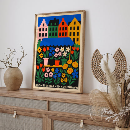 Copenhagen Flower Market Colorful Poster