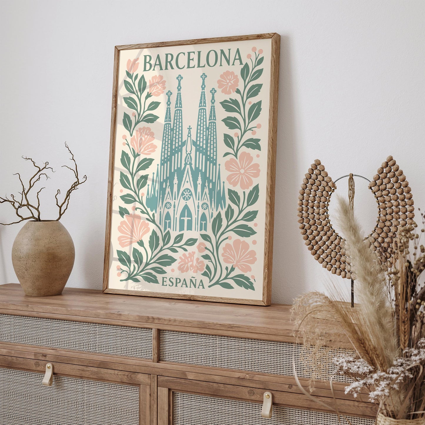 Barcelona Sagrada Familia Poster – Vintage Spain Travel Art