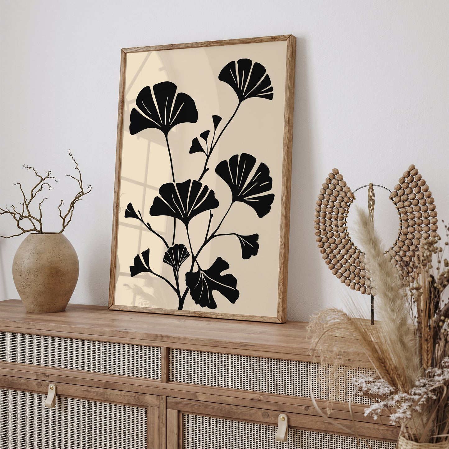 Ginkgo Biloba Black Minimalist Poster