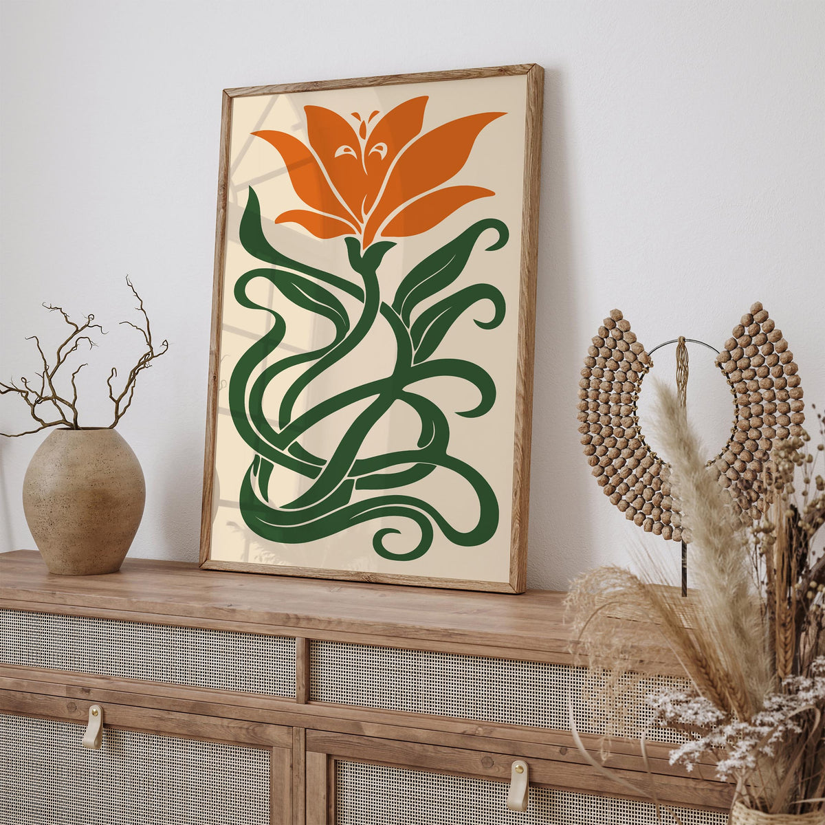 Orange Lily Flower Art Poster