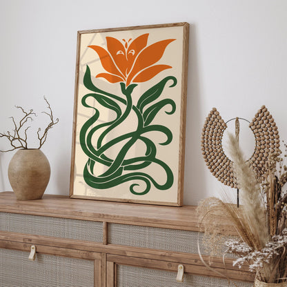 Orange Lily Flower Art Poster