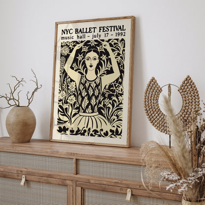 NYC Ballet Festival Linocut Poster