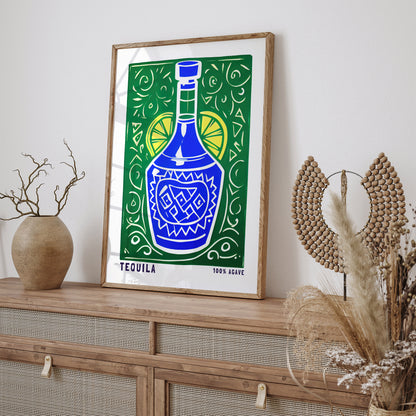 100% Agave Retro Tequila Poster