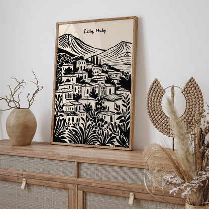 Sicily, Italy Travel Sketch Art Print